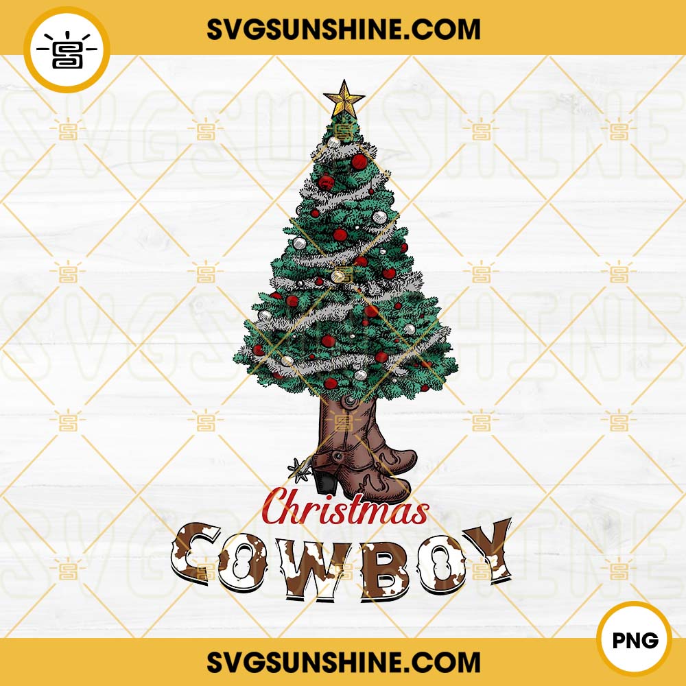 Christmas Tree Cowboy PNG, Christmas Western PNG, Christmas Tree PNG File