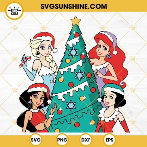Christmas Disney Princess SVG, Christmas Tree SVG, Princess Santa Hat Christmas SVG PNG DXF EPS