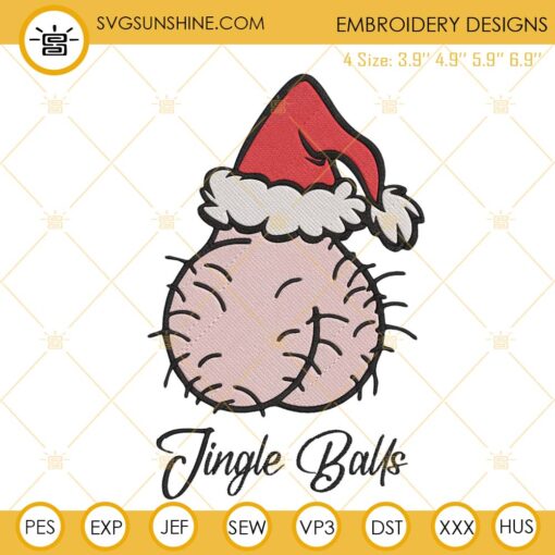 Christmas Jingle Balls Machine Embroidery Design, Funny Christmas Embroidery Files