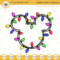 Christmas Lights Mickey Mouse Head Embroidery Designs Files