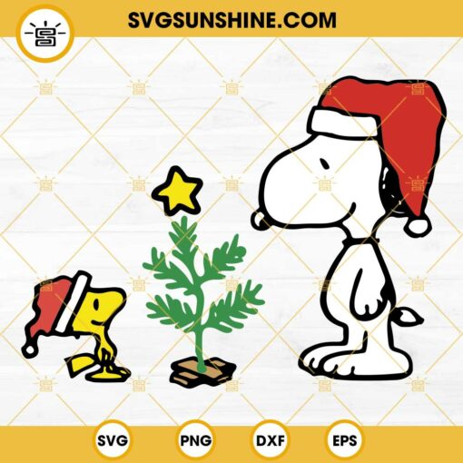 Christmas Snoopy And Woodstock Santa Hat SVG, Peanuts Christmas Tree SVG Files