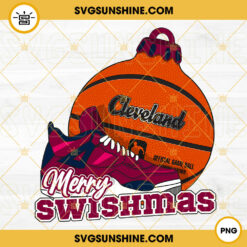 Cleveland Basketball Merry Swishmas PNG, Cleveland Cavaliers Basketball Christmas Ornament PNG