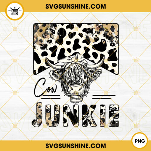 Cow Junkie PNG, Highland Cow PNG, Cow Print PNG Digital Download