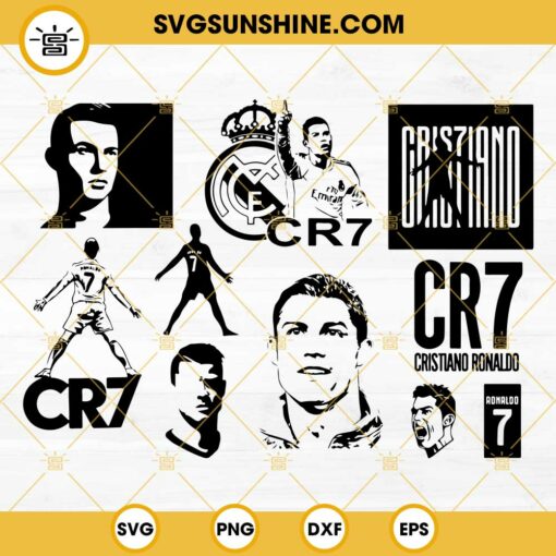 Cristiano Ronaldo SVG Bundle, CR7 SVG PNG DXF EPS Cut Files Cricut