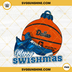 Dallas Basketball Merry Swishmas PNG, Dallas Mavericks Basketball Christmas Ornament PNG