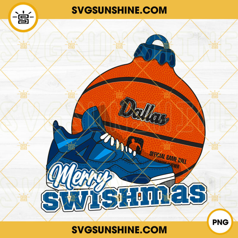 Dallas Basketball Merry Swishmas PNG, Dallas Mavericks Basketball