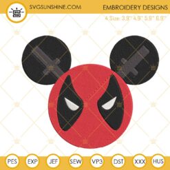 Deadpool Mickey Mouse Head Embroidery Design