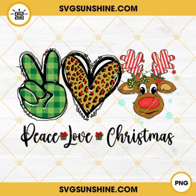 Deer Peace Love Christmas PNG File Digital Download