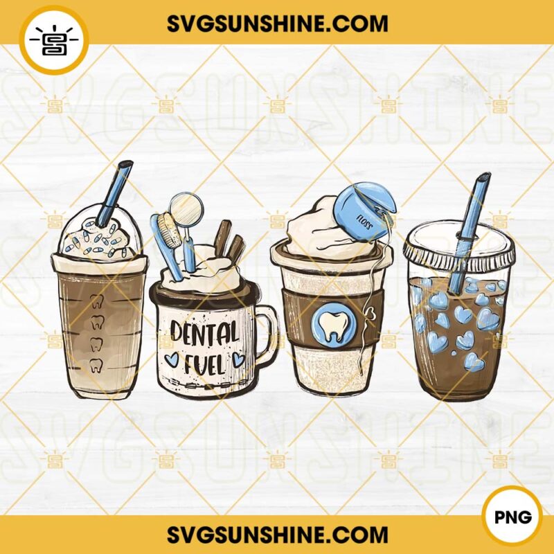Dental Fuel Coffee Lover PNG, Latte Iced Coffee Dentist PNG Digital