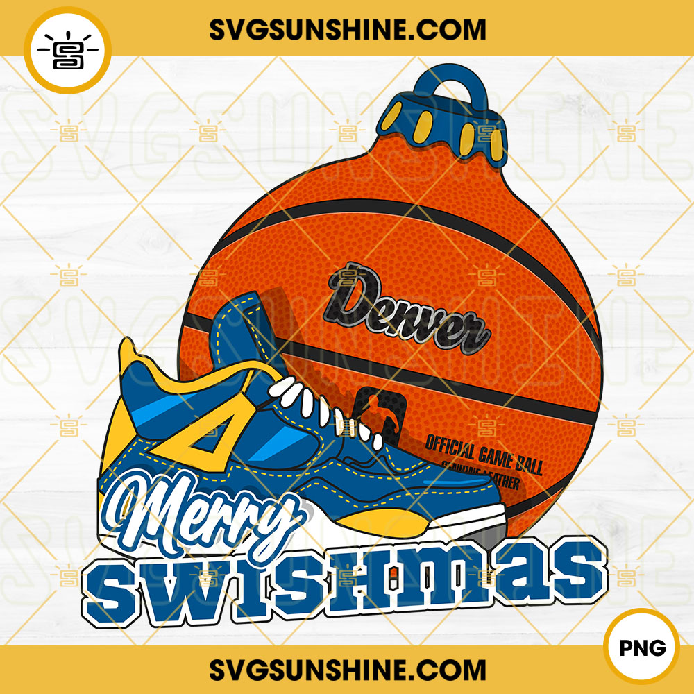 Denver Basketball Merry Swishmas PNG, Denver Nuggets Basketball Christmas Ornament PNG