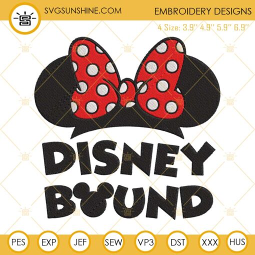 Disney Bound Embroidery Designs, Minnie Mouse Ears Embroidery File