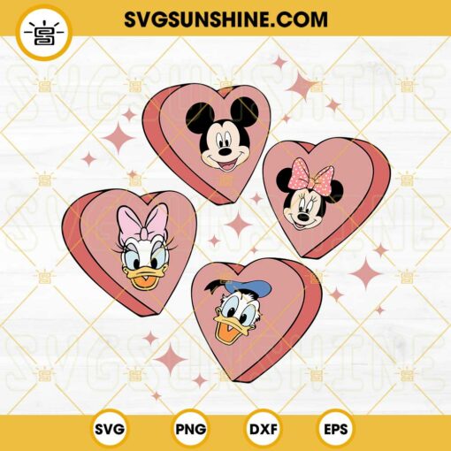 Disney Magical Heart Valentines SVG, Mickey And Friends Happy Valentine’s Day SVG, Conversation Hearts SVG