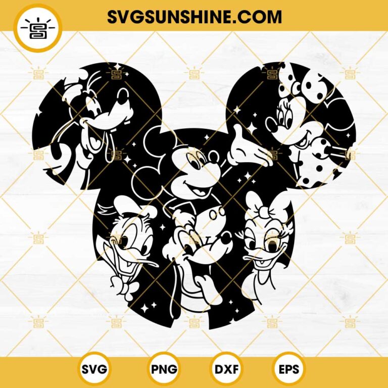 Disneyland Friends Mouse Ears SVG, Mickey Minnie Goofy Donald Daisy ...