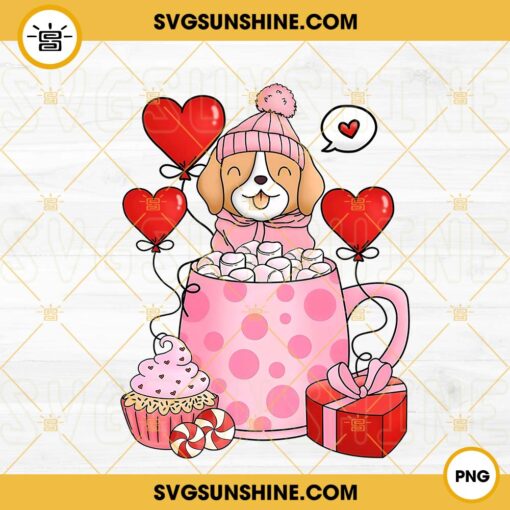 Dog In A Cup Valentines Day PNG, Cute Puppy Valentines PNG, Dog Lover PNG, Cute Valentine’s PNG File
