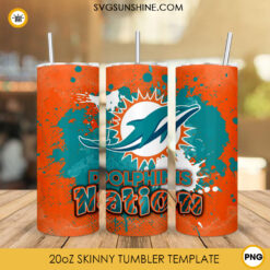 Dolphins Nation Tumbler Wrap PNG, Miami Dolphins 20oz Skinny Tumbler PNG Sublimation File Digital Download