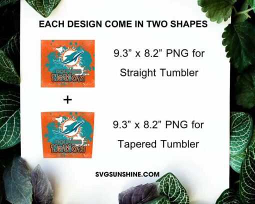 Dolphins Nation Tumbler Wrap PNG, Miami Dolphins 20oz Skinny Tumbler PNG Sublimation File Digital Download