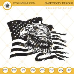 USA Flag Eagle Embroidery File Digital Download