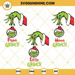 Family Grinch Hand SVG Bundle, Grinch Hand Holding Ornament SVG, Little Grinch SVG, Mama Grinch SVG, Papa Grinch SVG