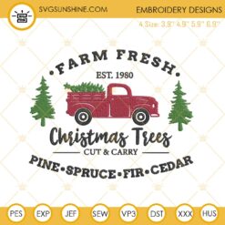 Farm Fresh Christmas Trees Embroidery Design File