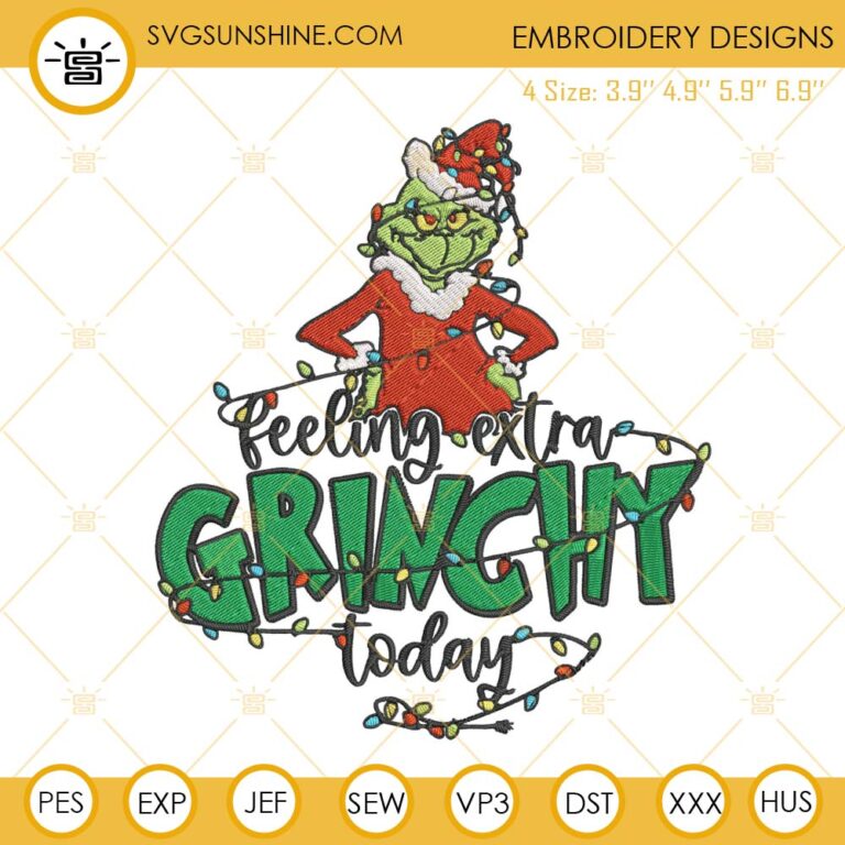 Feeling Extra Grinchy Today Embroidery Designs, Grinch Christmas Tree 