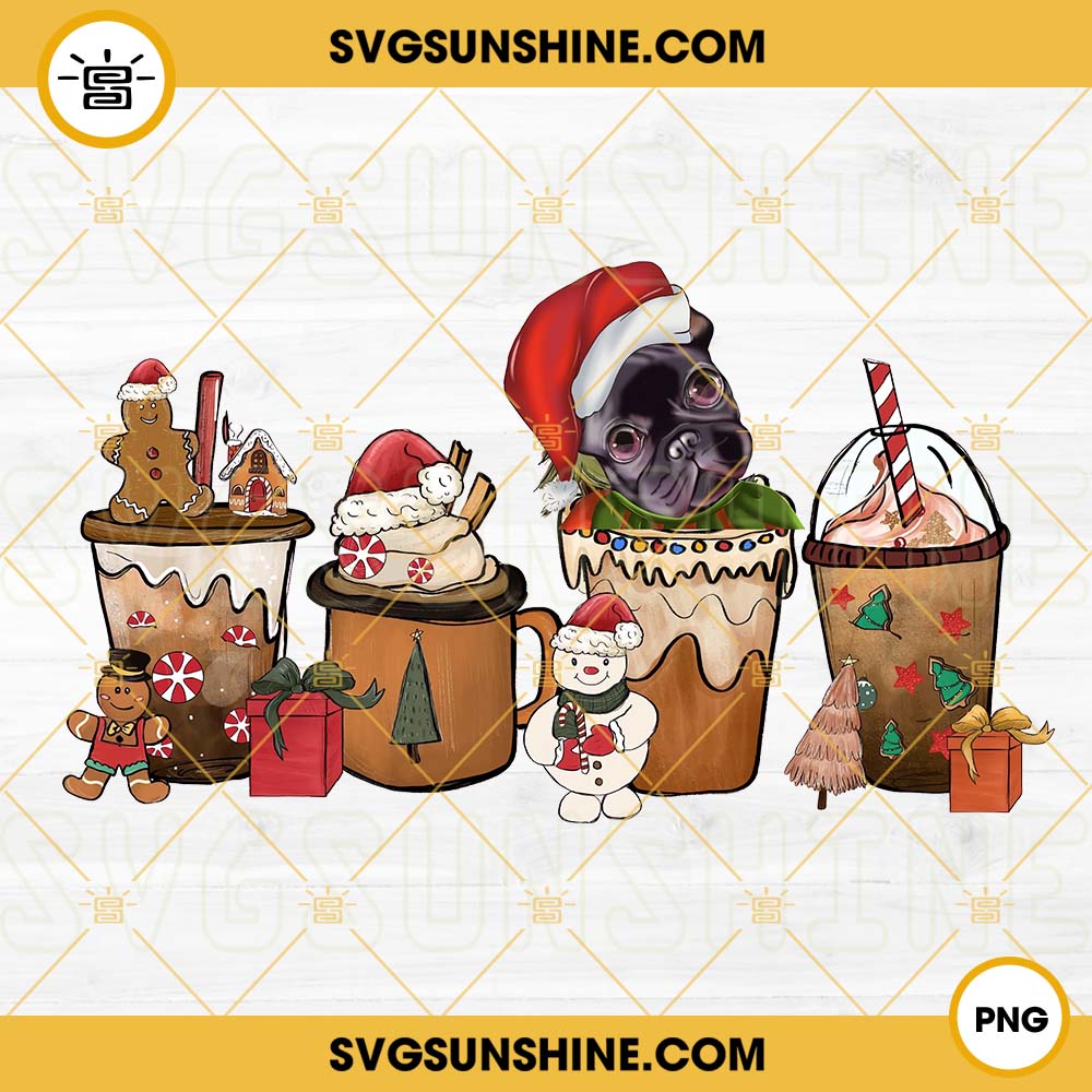 French Bulldog Coffee Christmas PNG, Christmas Dog PNG Sublimation Digital Download