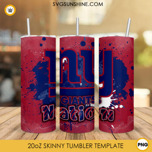 Giants Nation Tumbler Wrap PNG, New York Giants 20oz Skinny Tumbler PNG Sublimation File Digital Download