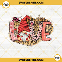 Gnome Love PNG, Valentine Gnome PNG, Leopard Print Gnome PNG