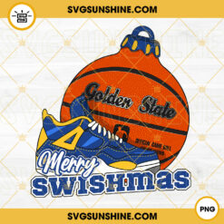 Golden State Basketball Merry Swishmas PNG, Golden State Warriors Basketball Christmas Ornament PNG