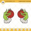 Grinch Hands Holding Bulbs Embroidery Designs, Funny Grinch Hands Embroidery Files