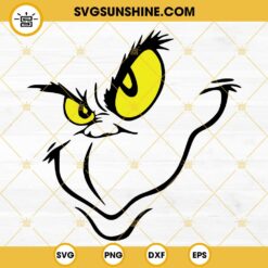Grinch Face SVG, Grinch Face Cut File, Grinch Face Clip Art Silhouette Cut Files Cricut, Christmas SVG Cut Files