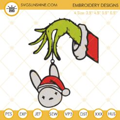 Grinch Hand Bad Bunny Logo Embroidery Designs. Christmas Embroidery Machine Design