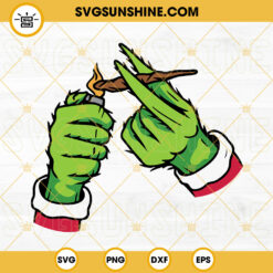 Grinch Lighting Cannabis SVG, Light Marijuana Blunt Christmas Weed Joint SVG, Grinch Cricut Silhouette