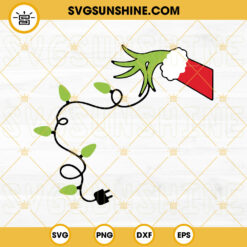 Grinch Hand Holding Christmas Lights SVG PNG DXF EPS Cut Files