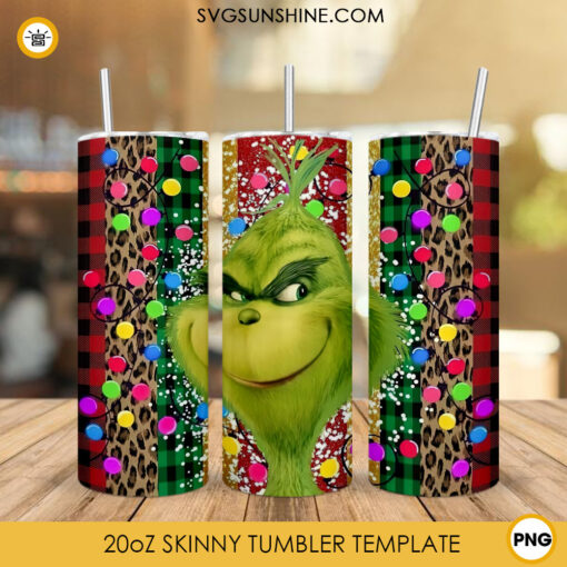 Grinch Tumbler Wrap PNG, Grinch Christmas 20oz Skinny Tumbler Wrap PNG Digital Download