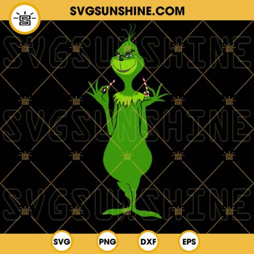 Grinch With Candy Canes SVG PNG DXF EPS Files For Cricut