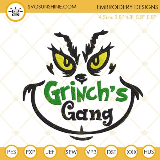 Grinchs Gang Embroidery Design