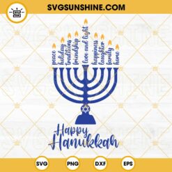 Hanukkah Menorah SVG, Happy Hanukkah SVG, Chanukah Jewish Holiday SVG PNG DXF EPS Cricut Silhouette