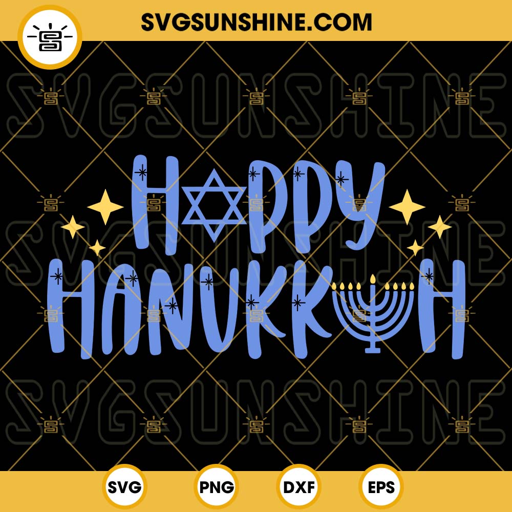 Happy Hanukkah SVG, Jewish Holiday SVG PNG DXF EPS Digital Download