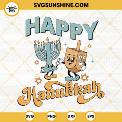 Happy Hanukkah SVG, Jewish Star SVG, Hanukkah SVG, Retro Jewish SVG, Hanukkah Eight Nights Eight SVG