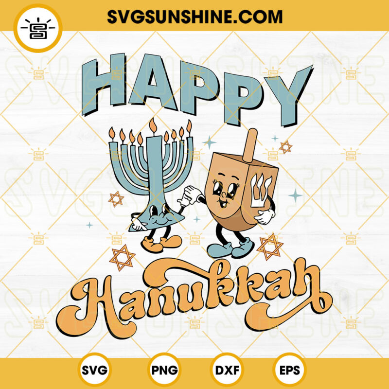 Happy Hanukkah SVG, Jewish Star SVG, Hanukkah SVG, Retro Jewish SVG