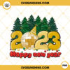 Happy New Year 2023 PNG, Retro New Year PNG, Pine Tree PNG, Disco Ball PNG Design Download
