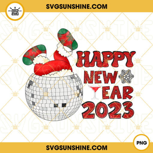 Happy New Year 2023 PNG, Santa Disco Ball PNG, Christmas And Happy New Years PNG Sublimation