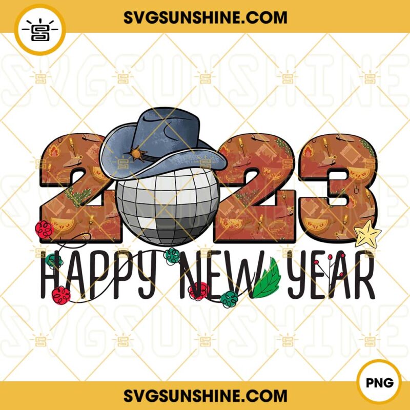 Happy New Year 2023 PNG, Western New Year PNG, Disco Ball With Cowboy ...