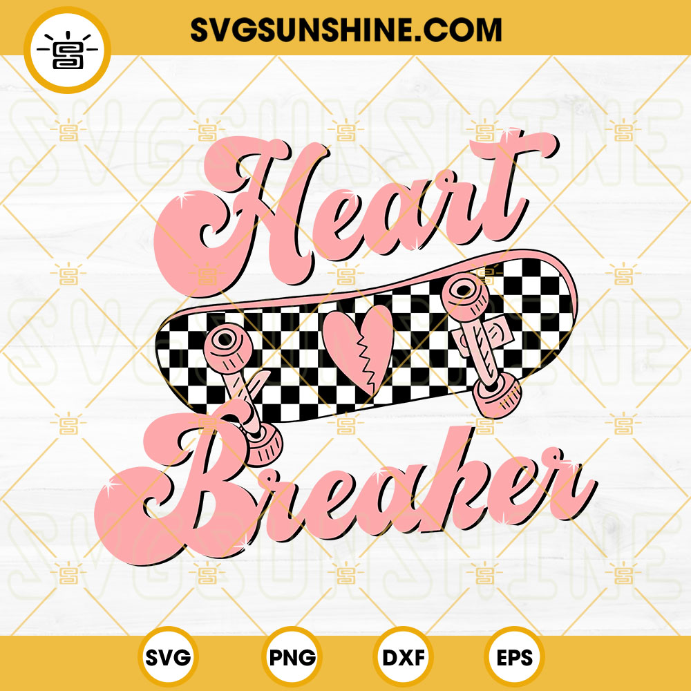 Heart Breaker SVG, Skateboard SVG, Couple SVG, Valentine's Day SVG Digital Design Download