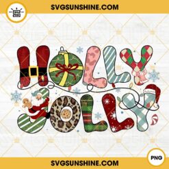 Holly Jolly PNG, Retro Christmas PNG, Vintage Groovy PNG