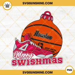 Houston Basketball Merry Swishmas PNG, Houston Rockets Basketball Christmas Ornament PNG