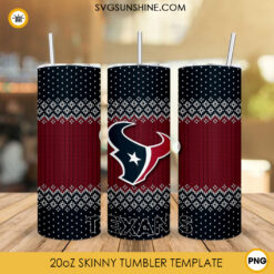 Houston Texans Christmas 20oz Skinny Tumbler PNG, NFL Team Football Houston Texans Ugly Sweater Tumbler PNG File Digital Download