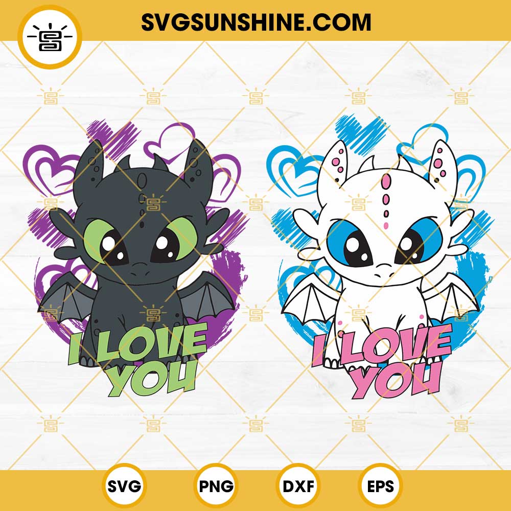 How To Train Your Dragon Valentine SVG, Toothless And Light Fury SVG, I love you SVG, Valentines Day SVG Bundle
