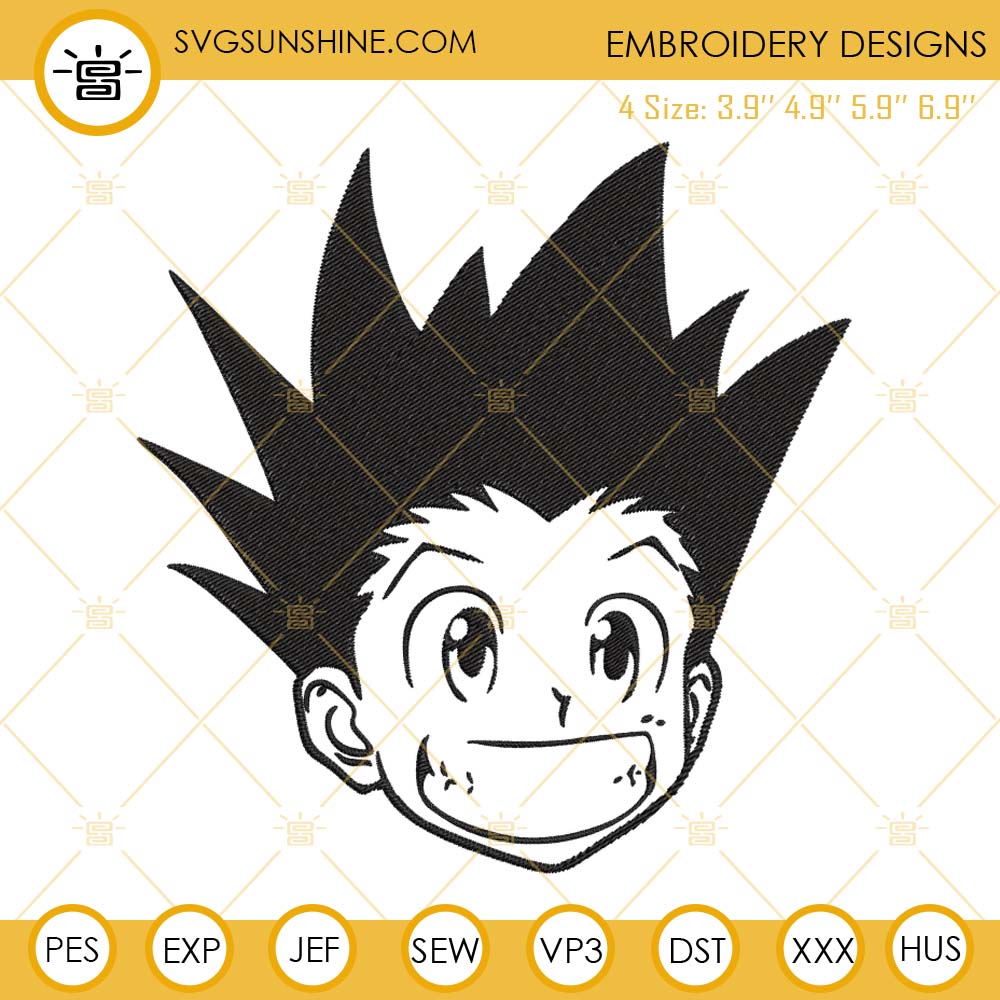 Gon Freecss Face Embroidery Designs, Hunter X Hunter Embroidery Files