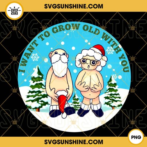 I Want To Grow Old With You PNG, Funny Santa Claus Mrs Claus PNG, Funny Couple Christmas PNG, Funny Ornament Christmas PNG